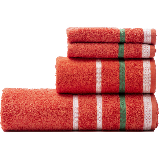 PACK DE 2 SET DE 4PC TOALLAS DE BAÑO CADA UNO EN COLOR ROJO Y VERDE A RAYAS image 5