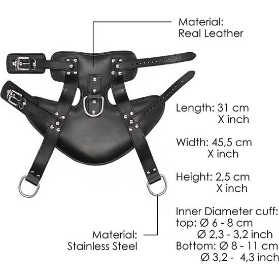 SUSPENSION CUFFS SADDLE LEATHER HEAVY DUTY - BLACK image 3