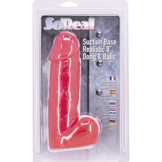 SO REAL DONG WITH BALLS - 20CM - RED image 1