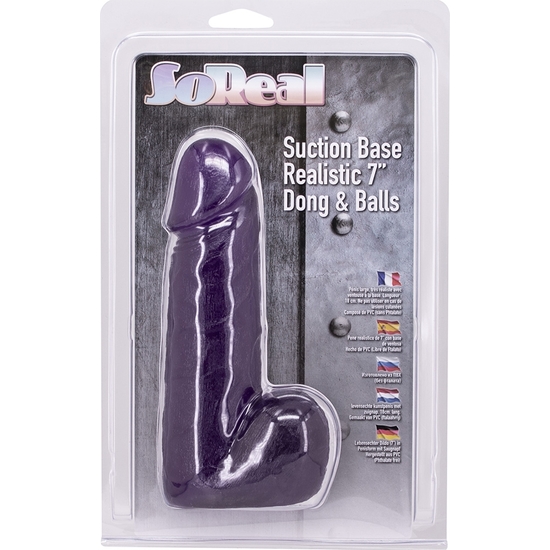 SO REAL DONG WITH BALLS - 18CM - PURPLE image 1