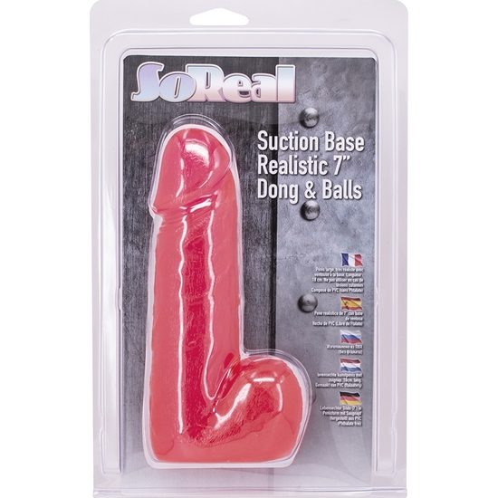 SO REAL DONG WITH BALLS - 18CM - RED image 1