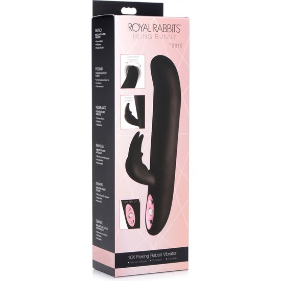 ROYAL RABBITS BLING BUNNY 10X FLEXING RABBIT VIBRATOR - BLACK image 1