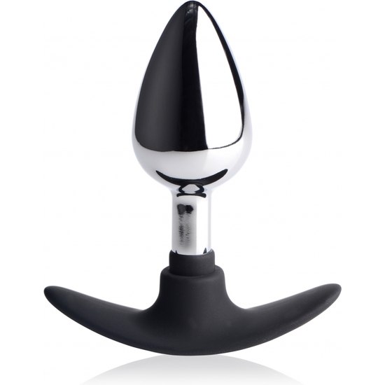 DARK INVADER METAL & SILICONE ANAL PLUG - MEDIUM - SILVER image 0