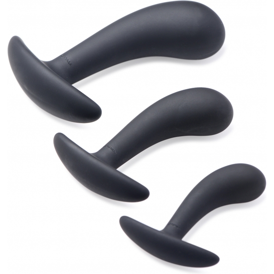 DARK DELIGHTS 3 PIECE CURVED ANAL TRAINER SET - BLACK image 1