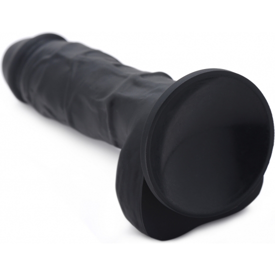 SU SILICONE DILDO W/ BALLS - BLACK image 1