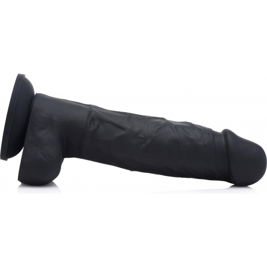 SU SILICONE DILDO W/ BALLS - BLACK image 3