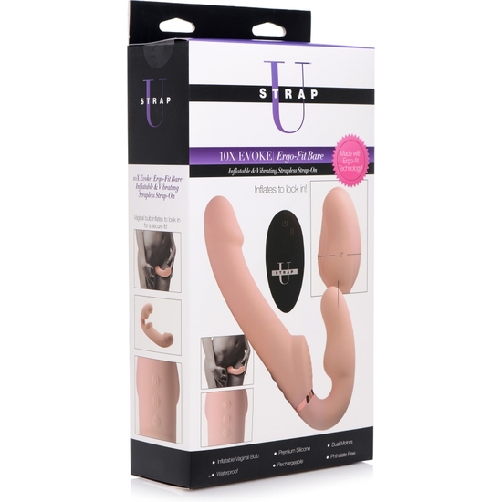 10X EVOKE ERGO-FIT INFLATABLE & VIBRATING STRAPLESS STRAP-ON- F image 1