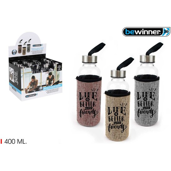 400ML GLASS SPORT BOTTLE W/COVER BEWINNER image 0