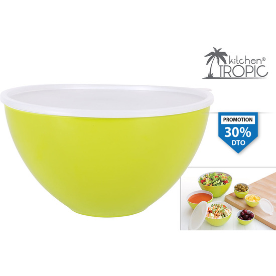 MELAMINE BIG SALAD BOWL W/LID 23.6 GREEN image 0