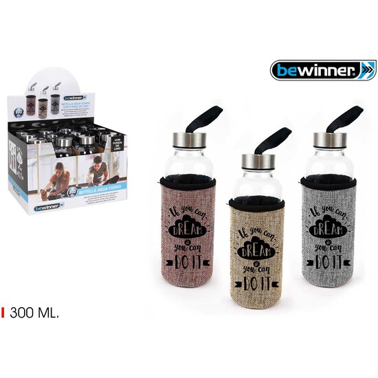 300ML GLASS SPORT BOTTLE W/COVER image 0