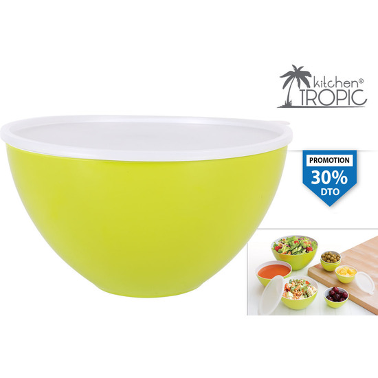 MELAMINE BIG SALAD BOWL W/LID 23.6 GREEN image 0