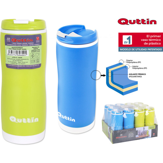 BOTELLA TERMO PLAST. 400ML QUTTIN image 0