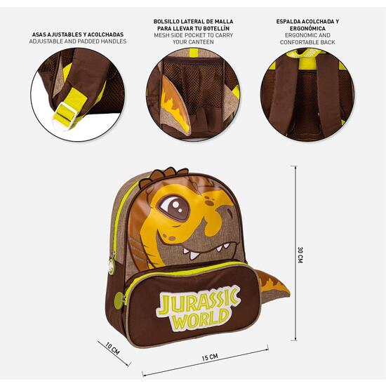 MOCHILA INFANTIL ESCOLAR JURASSIC PARK OCHRE image 4