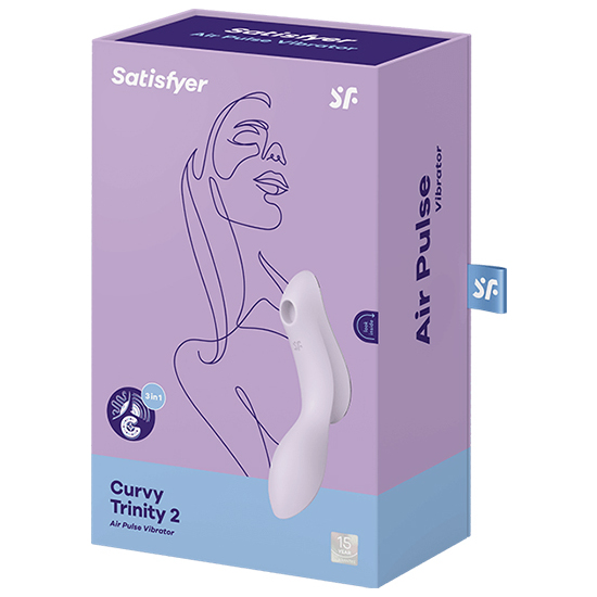 SATISFYER CURVY TRINITY 2 INSERTABLE AIR PULSE VIBRATOR - VIOLET image 1