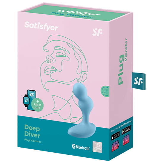 SATISFYER DEEP DIVER VIBRATING ANAL PLUG - LIGHT BLUE image 3