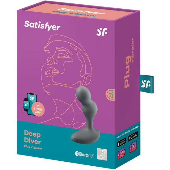 SATISFYER DEEP DIVER VIBRATING ANAL PLUG - BLACK image 5