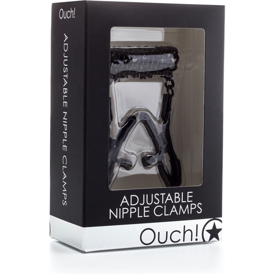OUCH ADJUSTABLE NIPPLE CLAMPS BLACK image 1