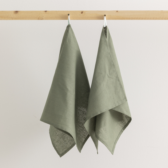 PACK 2 UNIDADES PAÑO DE COCINA LINO 100% ALGODÓN ARMY GREEN image 0