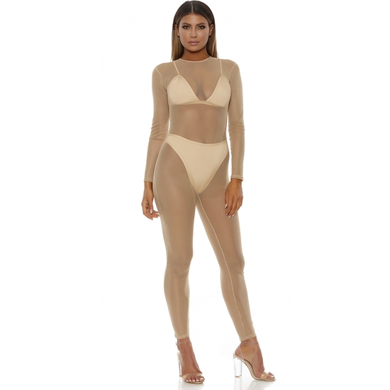 MICRO NET MOCK NET JUMPSUIT - NUDE image 0