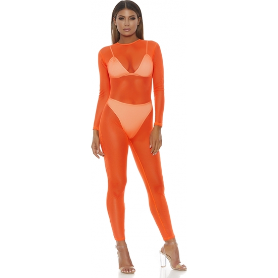 MICRO NET MOCK NET JUMPSUIT - NEON ORANGE image 0