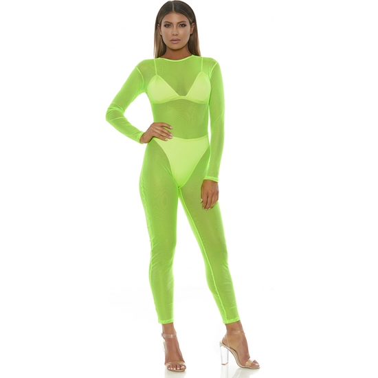 MICRO NET MOCK NET JUMPSUIT - NEON GREEN image 0