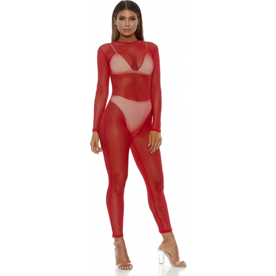 MICRO NET MOCK NET JUMPSUIT - RED image 0