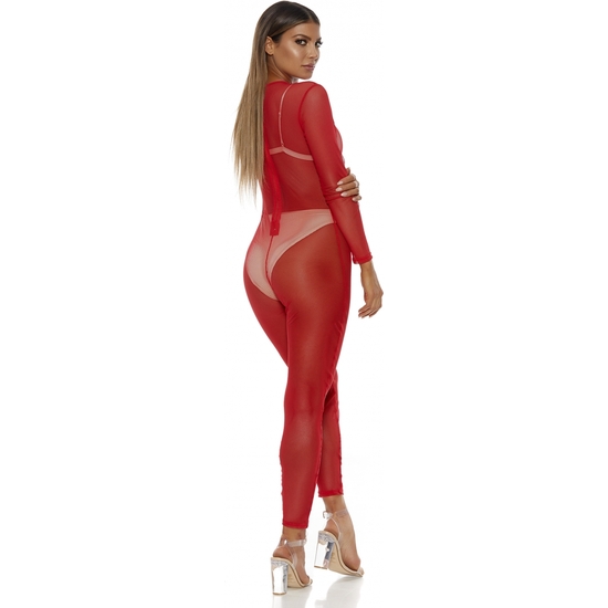 MICRO NET MOCK NET JUMPSUIT - RED image 1