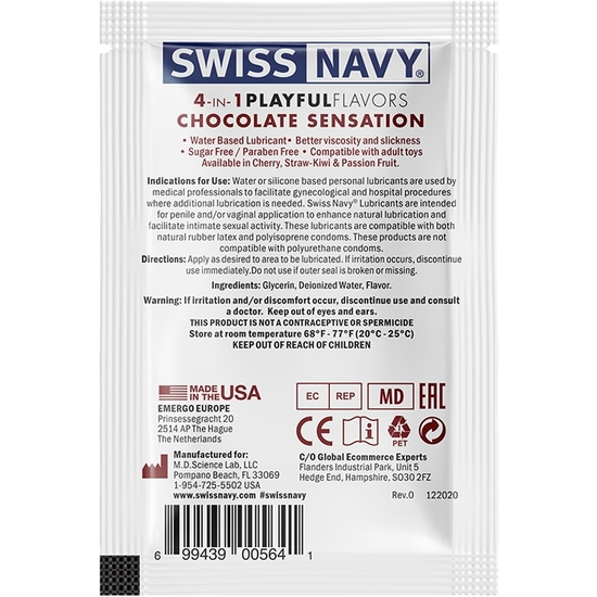 SWISS NAVY 4 IN 1 CHOCOLATE SENSATION 5 ML image 1
