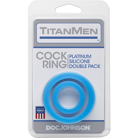 TITANMEN - SILICONE COCK RINGS - DOUBLE PACK BLUE image 1