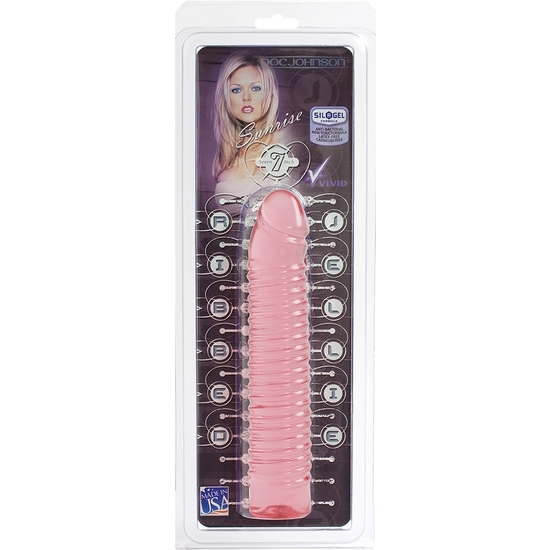 VIVID - 7 INCH RIBBED JELLIE COCK-SUNRISE PINK image 0