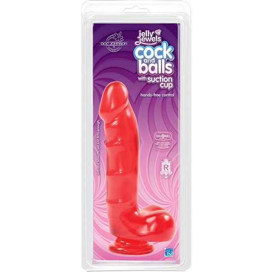 JELLY JEWELS - COCK AND BALLS WITH SUCTION CUP RUBY image 1