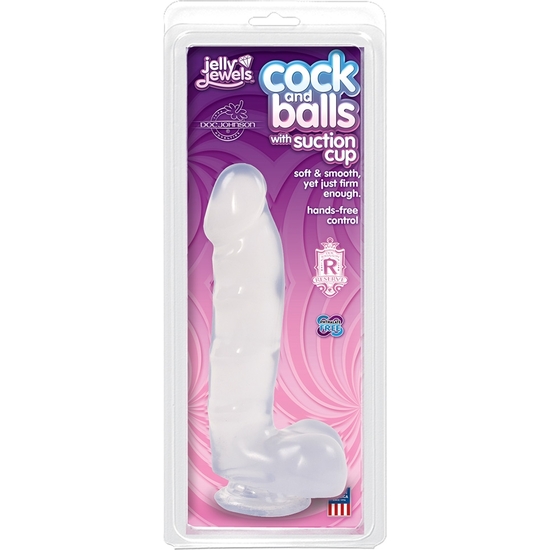 JELLY JEWELS - COCK AND BALLS WITH SUCTION CUP DIAMOND image 1