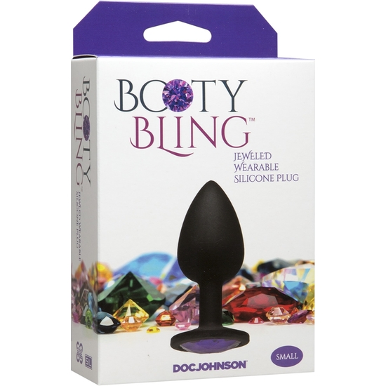 BOOTY BLING - SPADE SMALL - PURPLE - JEWELED WEARABLE SILICONE PLUG image 1