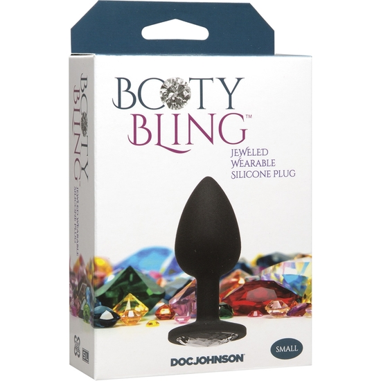 BOOTY BLING - SPADE SMALL - SILVER - JEWELED WEARABLE SILICONE PLUG image 1