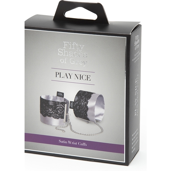 PLAY NICE SATIN AND LACE WRIST CUFFS - BLACK image 1