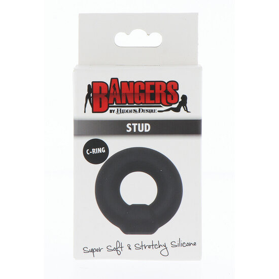 SOFT SILICONE STUD C-RING - BLACK image 1