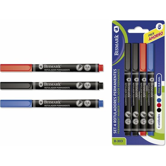 ROTULADOR PERMANENTE FINA 0,6MM BISMARK SET 4U image 0