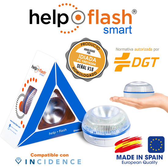 2X HELP FLASH SMART - LUZ DE EMERGENCIA AUTÓNOMA, SEÑAL V16 image 1