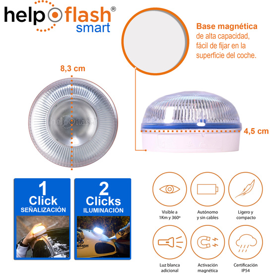 2X HELP FLASH SMART - LUZ DE EMERGENCIA AUTÓNOMA, SEÑAL V16 image 2