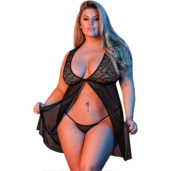 FLY AWAY BABY DOLL & G-STRING SET - BLACK image 0