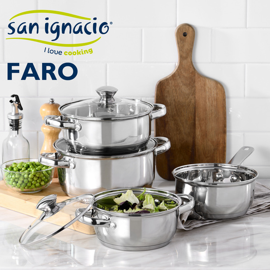 PACK DE 3 SARTENES SAN IGNACIO Ø16CM Ø20CM Ø24CM + BATERÍA DE COCINA DE 7 PIEZAS EN ACERO INOXIDABLE image 3