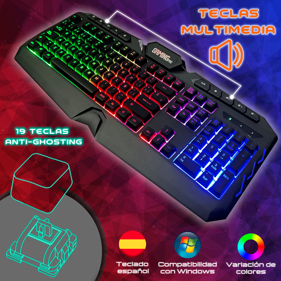 TECLADO GAMING MULTIMEDIA RETRO - ILUMINADO image 1