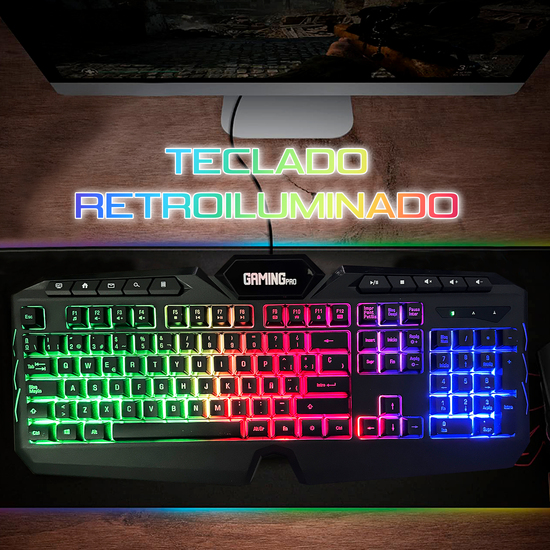 TECLADO GAMING MULTIMEDIA RETRO - ILUMINADO image 2