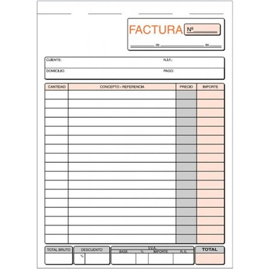 TALONARIO FACTURAS MOD. T-65 TRIPLICADO AUTOCOPIANTE image 0