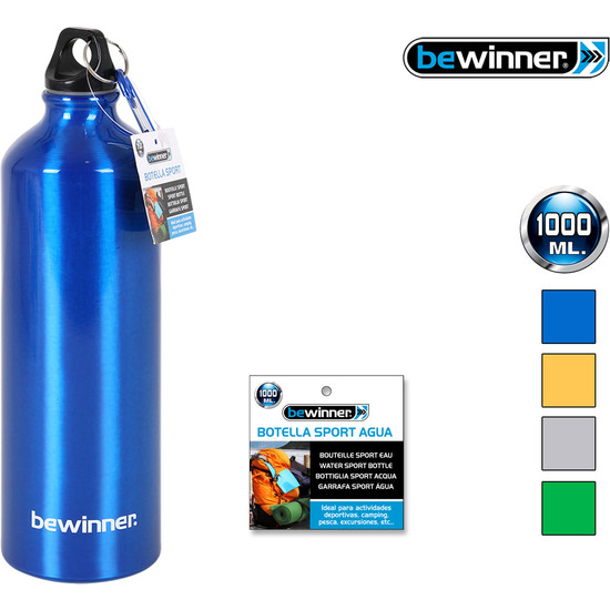 BOTELLA SPORT AGUA ALUMINIO 1000ML BEWINNER - COLORES SURTIDOS image 0