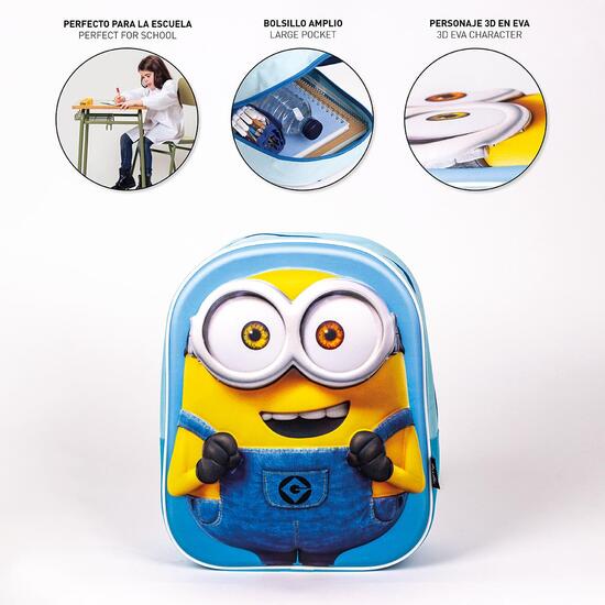 MOCHILA INFANTIL 3D MINIONS BLUE image 4