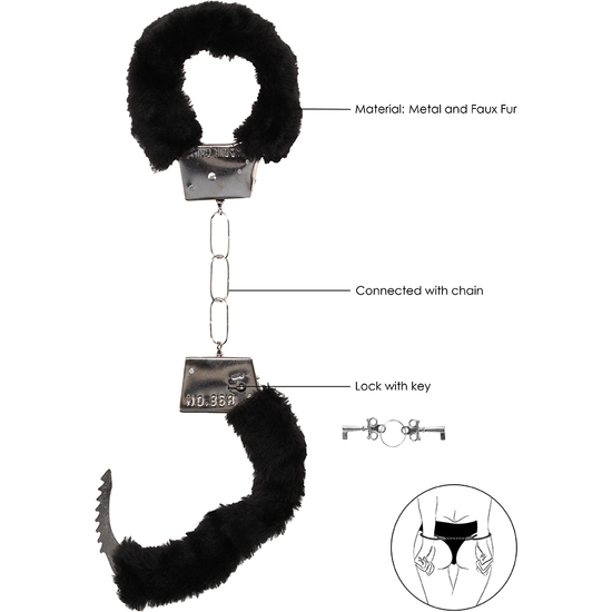 OUCH BEGINNERS FURRY HAND CUFFS BLACK image 4