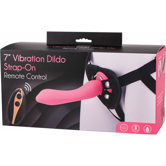 VIBRATION DILDO STRAP-ON 7INCH - PINK image 1