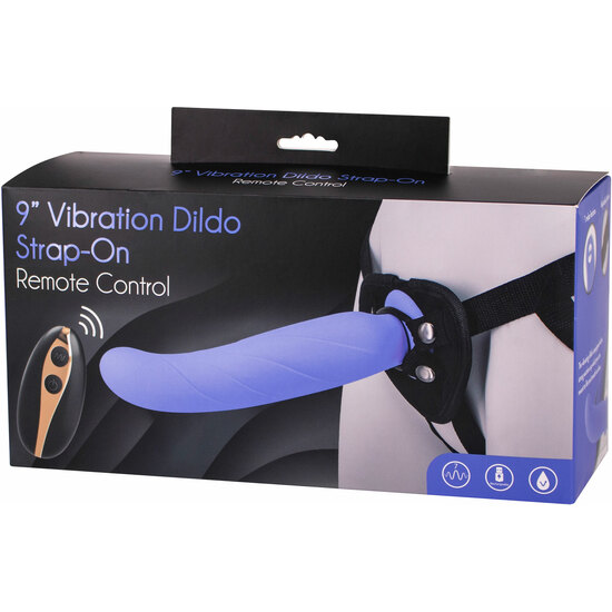 VIBRATION DILDO STRAP-ON 9INCH - PURPLE image 1