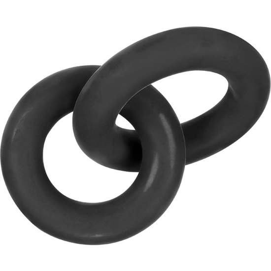 DUO LINKED COCK & BALL RINGS - BLACK  image 0